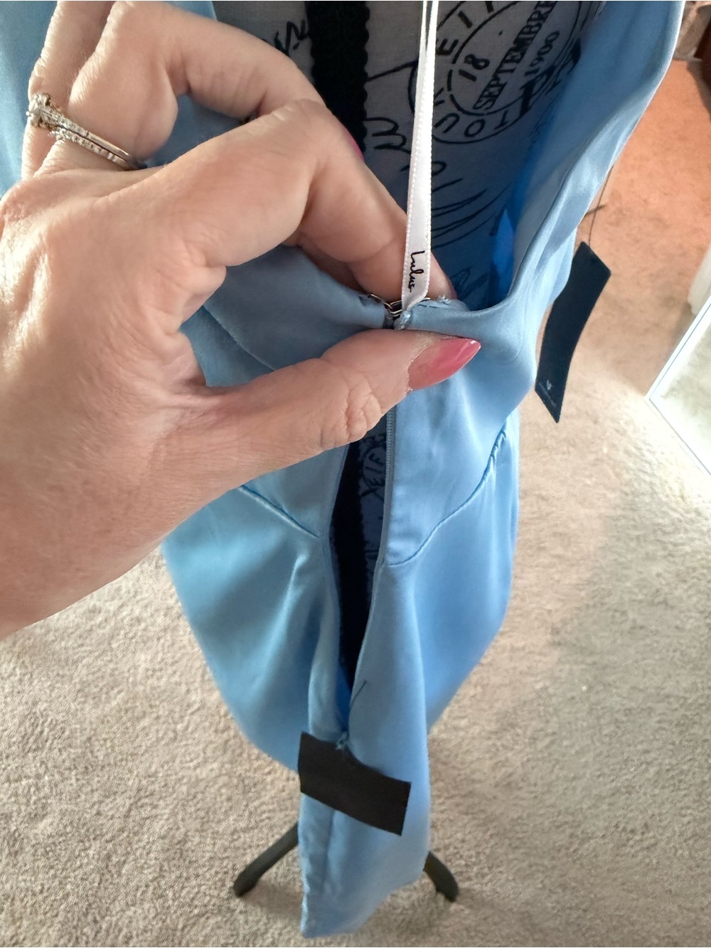 NWT Lulus Truly the Cutest Light Blue Satin Square Neck Mini Dress - Size XL - Picture 3 of 10
